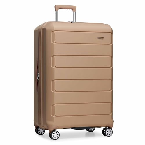 Traveler's Choice Pagosa Hardshell Expandable Luggage with Spinner Wheels, Latte Beige, 30-Inch Large - color: Latte Beige, size: 30-Inch Large