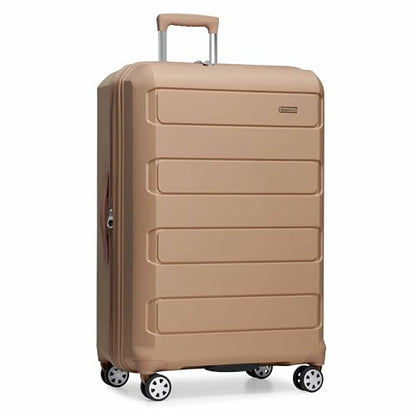 Traveler's Choice Pagosa Hardshell Expandable Luggage with Spinner Wheels, Latte Beige, 30-Inch Large - color: Latte Beige, size: 30-Inch Large