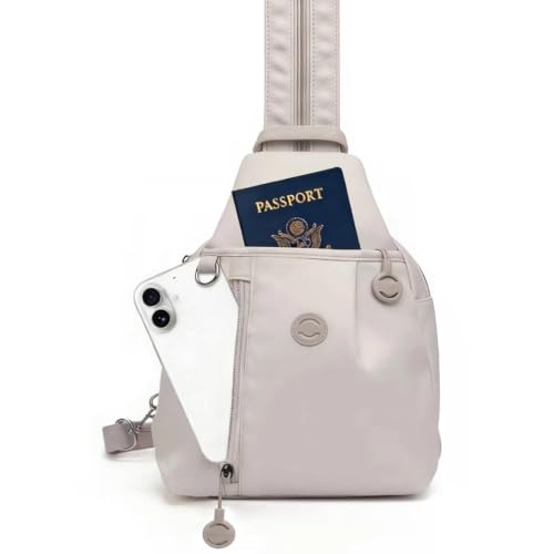 Oxford Anti Theft Backpack for Women,Pocket Multi Pocket Crossbody Bag. - color: Khaki