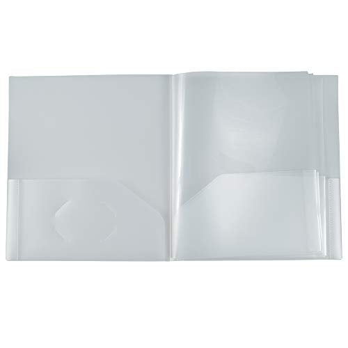 JAM PAPER Heavy Duty Plastic Multi Pocket Folders - 10 Pocket Organizer - Clear - 3/Pack - color: Clear, size: 10 Pocket (Pack of 3)