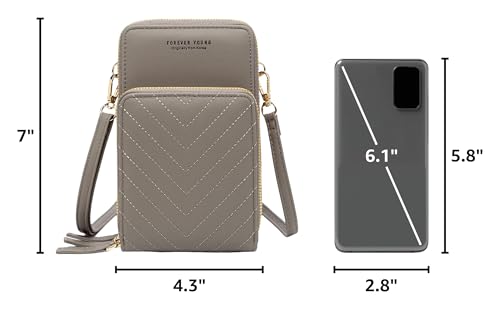 myfriday Small Cell Phone Crossbody Bag, Multi-pocket & 6 Card Slots - color: C-grey