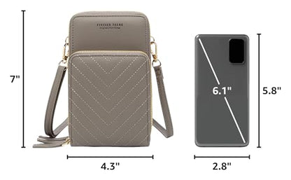 myfriday Small Cell Phone Crossbody Bag, Multi-pocket & 6 Card Slots - color: C-grey