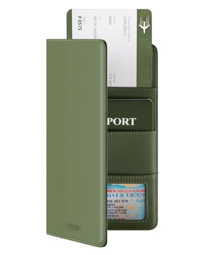 VULKIT Passport Wallet for Travel RFID Blocking Premium Leather - color: Green