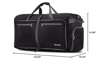 Gonex 60L Foldable Travel Duffle Bag with Shoe Compartment, Lightweight - color: Black, size: 60L