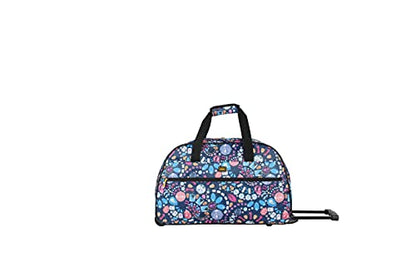 Lucas Designer Carry On Luggage Collection - Lightweight Pattern 22 Inch Duffel Bag- Weekender Overnight Business Travel Suitcase with 2- Rolling Wheels (NAVY, 22in) - color: NAVY
