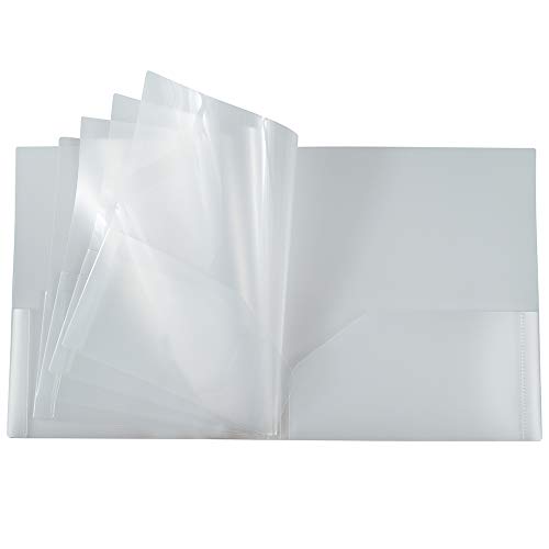 JAM PAPER Heavy Duty Plastic Multi Pocket Folders - 10 Pocket Organizer - Clear - 3/Pack - color: Clear, size: 10 Pocket (Pack of 3)