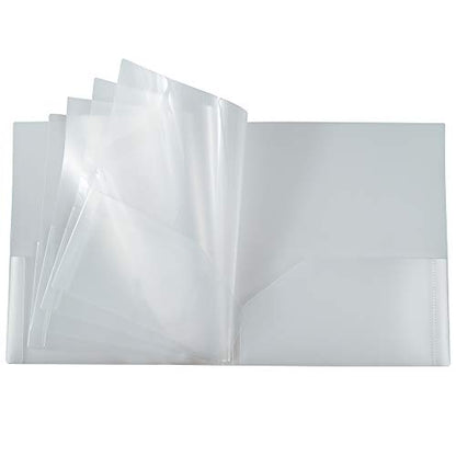 JAM PAPER Heavy Duty Plastic Multi Pocket Folders - 10 Pocket Organizer - Clear - 3/Pack - color: Clear, size: 10 Pocket (Pack of 3)