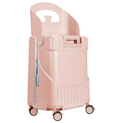MRPLUM Ride On Luggage with Foldable Seat&Seat Belt,Pink - color: Pink