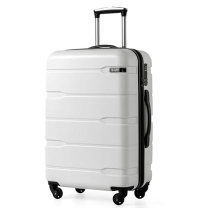 Coolife Medium Checked Luggage Hardside Suitcase with Spinner Wheels, 24in | Lightweight ABS+PC, Rolling Travel Suitcase with TSA Lock, Spinner Wheels, Durable Zipper, White - color: White, size: Medium Checked(24in)