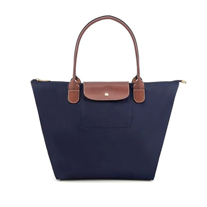 Tote Bag for Women Foldable Shoulder Bag Nylon Weekend Hobo Handbag - color: Navy