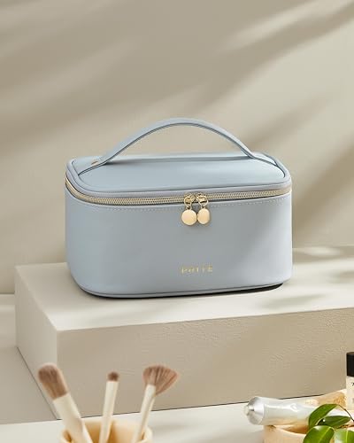 Prite Makeup Bag Travel Cosmetic Case, Women Toiletry Bag Organizer, Blue - color: Blue