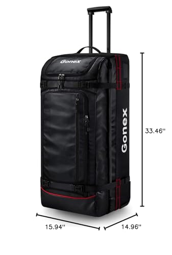 Gonex Rolling Duffle Bag with Wheels, Waterproof PVC Luggage, 33 in, Black - color: Black, size: 33 inch