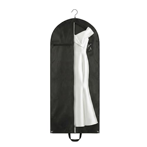 1 Pack PEVA Waterproof Long Garment Bag Clear Window 24x63 In Black - size: 24 × 63 in