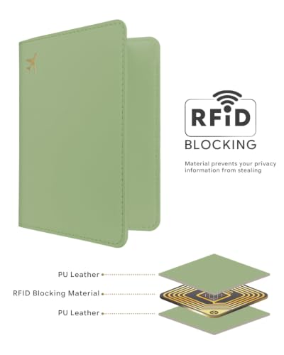 Passport Holder for Travel - RFID Blocking for Women & Men - color: Sage Green