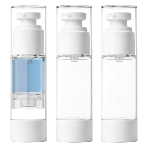 Clear Airless Pump Bottles, Vacuum Travel Cosmetic Containers - size: 30ml (3pack)