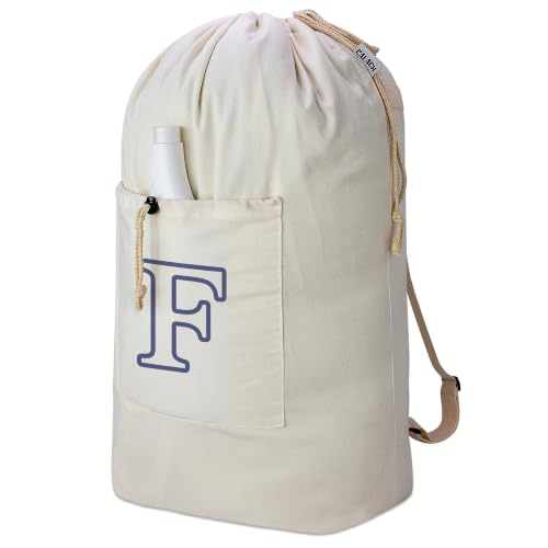 Laundry Bag Backpack Personalized Initial Canvas Laundry Bag, Letter F - color: Letter F, size: X-Large