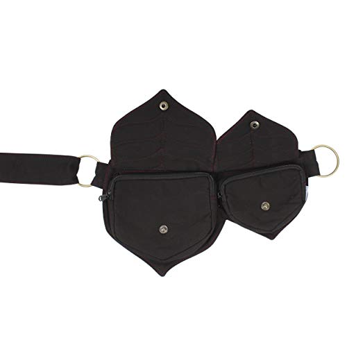 Cotton two Leaf Pocket Waist Belt-Black - color: Black