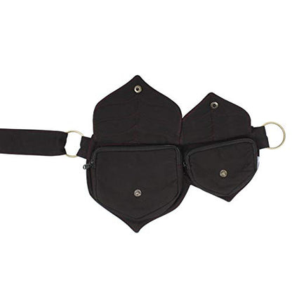 Cotton two Leaf Pocket Waist Belt-Black - color: Black