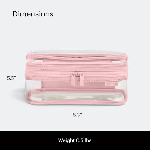 Away Clear Toiletry Bag, Water-Repellent, TSA Approved Travel Organizer - color: Blush Pink