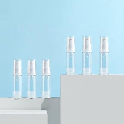 6 Pack 0.17 oz Plastic Empty Airless Pump Bottles Travel Size Refillable Leakproof Containers for Skincare Cosmetics Toiletries TSA Approved‌ - size: 5ml
