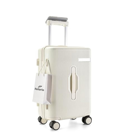 feilario Hardside Carry On Luggage, 70/30 Deep Compartment Design - color: White