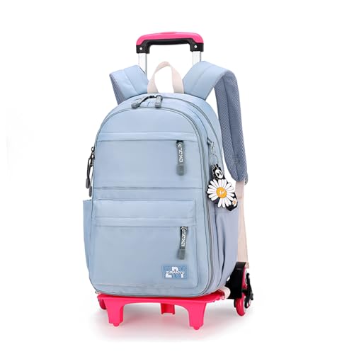 Kids Rolling Backpack with Wheels, Wheeled School Backpack for Girls Boys - color: A-blue Six Wheels, size: Six Wheels