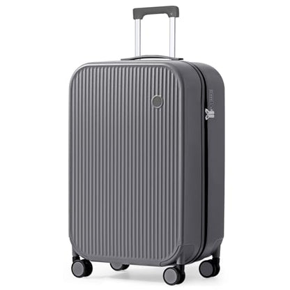 mixi 24 Inch Checked Luggage PC Hardshell Suitcases with Wheels for Travel Woman Men, Rock Gray - color: Rock Gray TSA2, size: 24-inch