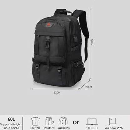 DUSLANG Travel laptop backpack, Extra Large 60L Traveling College Backpack,Large Capacity Backpack for Men Women,Fits 17 Inch Computer, USB Charging Port, Green - color: 60l Green-a