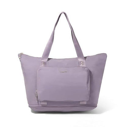 Baggallini Carryall Expandable Lightweight Travel Tote 22" Packable Folding Compact Nylon Washable Weekender w/Luggage Sleeve - color: Lilac