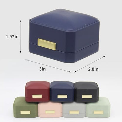 Exquisite Wedding Ring Box Small PU Jewelry Organizer - color: Ring Box- PU-Dark Blue