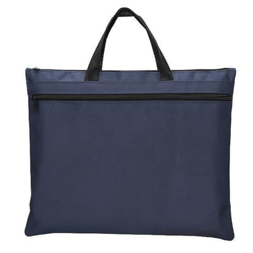A4 Canvas Document Bag Zippered File Pouch Bag with Handle,Waterproof File Folder Brifecase for Project Meeting Office Travel - color: Blue