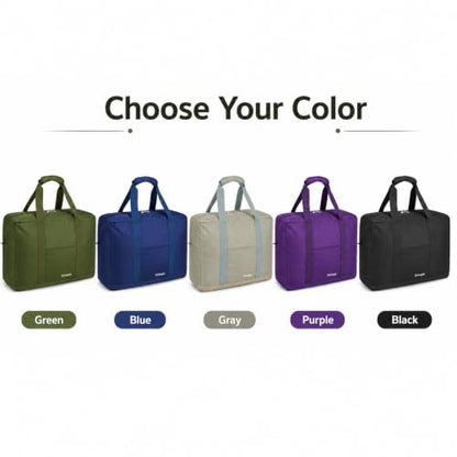 Foldable Travel Duffle Bag with Trolley Sleeve 40L Travel Bag - color: Purple