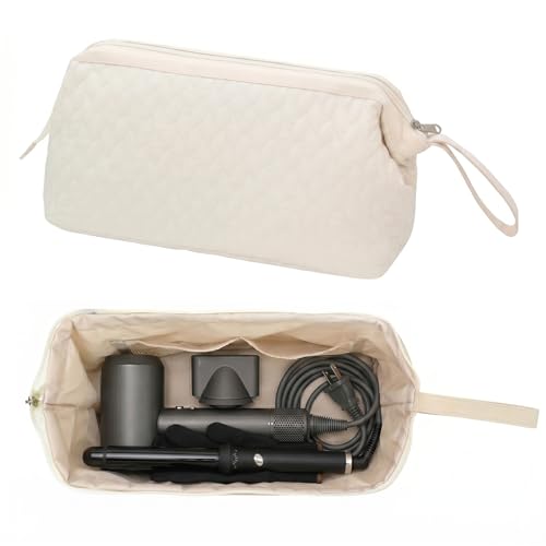 TeeYee Hair Tools Travel Bag for Dyson Airwrap Quilted Toiletry Bag - color: 002Beige