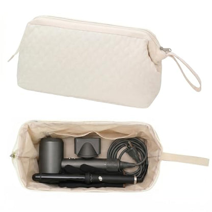 TeeYee Hair Tools Travel Bag for Dyson Airwrap Quilted Toiletry Bag - color: 002Beige