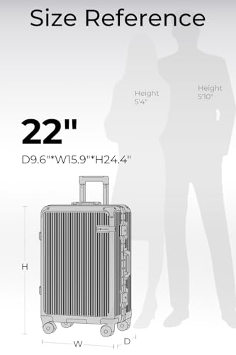 22 Inch Zipperless Checked In Luggage with Aluminum Frame, Grey - color: Grey, size: Checked in 22inch