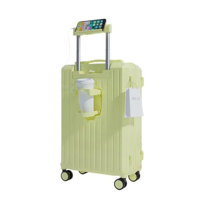 20" Yellow Carry-On Luggage, Cup Holder & USB, Hard Shell - color: Yellow