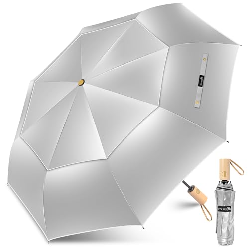 ZOMAKE UV Umbrella for Sun Protection, Travel Compact Sun Umbrellas 46Inch - color: B:Silver,Black a