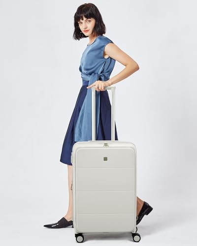 Hanke Expandable Medium Checked Luggage, 24 Inch Top Opening Suitcase - color: Smoke White, size: 24 Inch EXT