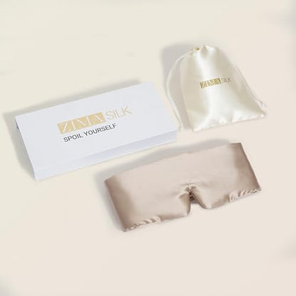 ZIMASILK 22 Momme 100% Mulberry Silk Sleep Mask - Full Silk Filled - color: Taupe