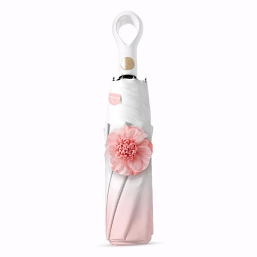 Mini Travel Umbrella Small Umbrella for Travel UV Parasol Compact Foldable - color: Pink