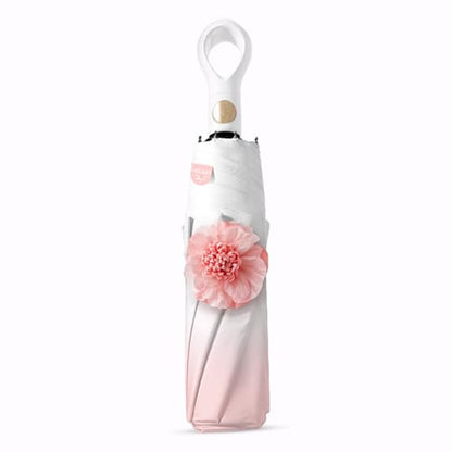Mini Travel Umbrella Small Umbrella for Travel UV Parasol Compact Foldable - color: Pink