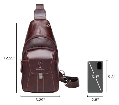 LUKZIJAES Genuine Leather Sling Bag for Men - color: #10-coffee
