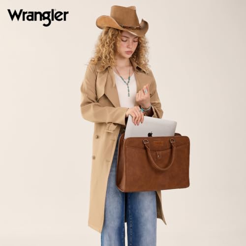 Wrangler Laptop Tote Bag for Women Fits 15.6 In Laptop for Travel and Work - color: Brown