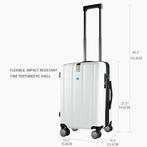 KROSER Carry On Luggage Suitcase Rolling Luggage, Carry-On 20-Inch, White - color: White