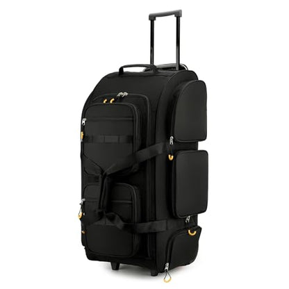 Searock 90L Rolling Duffle Bag with Wheels and Handle - color: Black