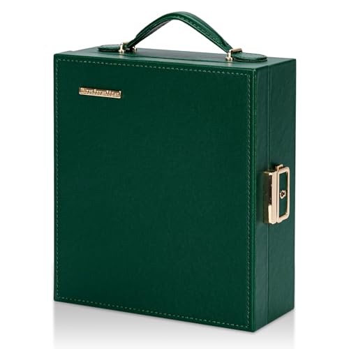 Enthralite Portable Travel Jewelry Case: Jewelry Box with Lock and Mirror - color: Dark Green