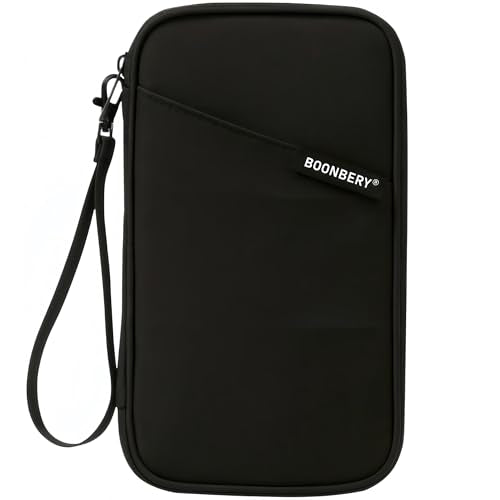 Travel Document Holder RFID Blocking Passport Organizer Family Multi Pocket - color: All-Black