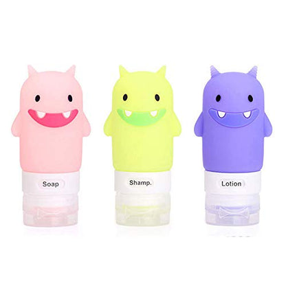 Travel Bottles Set for Liquids, TSA Approved Leak Proof Silicone Cosmetic Travel Containers, for Shampoo, Conditioner, Lotion, Toiletries 2OZ (Monster) - color: Monster