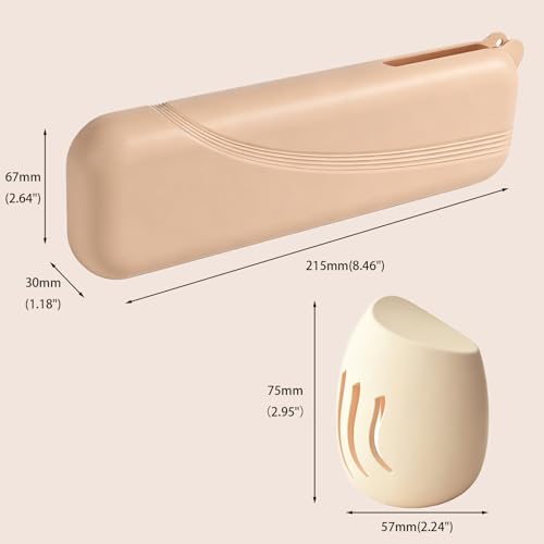 Silicone Makeup Brush Holder & Sponge Case Set – Portable Travel Brush Organizer with Ventilated Beauty Blender Container, Flexible & Easy to Clean, for Cosmetic Brushes and Makeup Sponges (Rectangle)