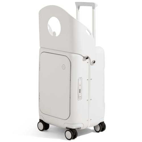 mixi 20 Inch Ride On Suitcase for Kids Luggage with Seat, Rose White - color: Rose White